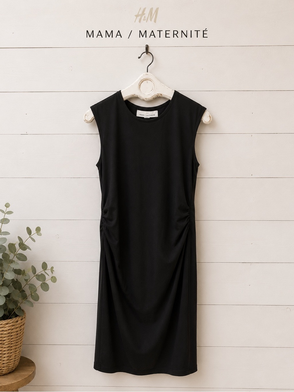 H&M MAMA Black Sleeveless Maternity Dress with Back Opening – Size L
